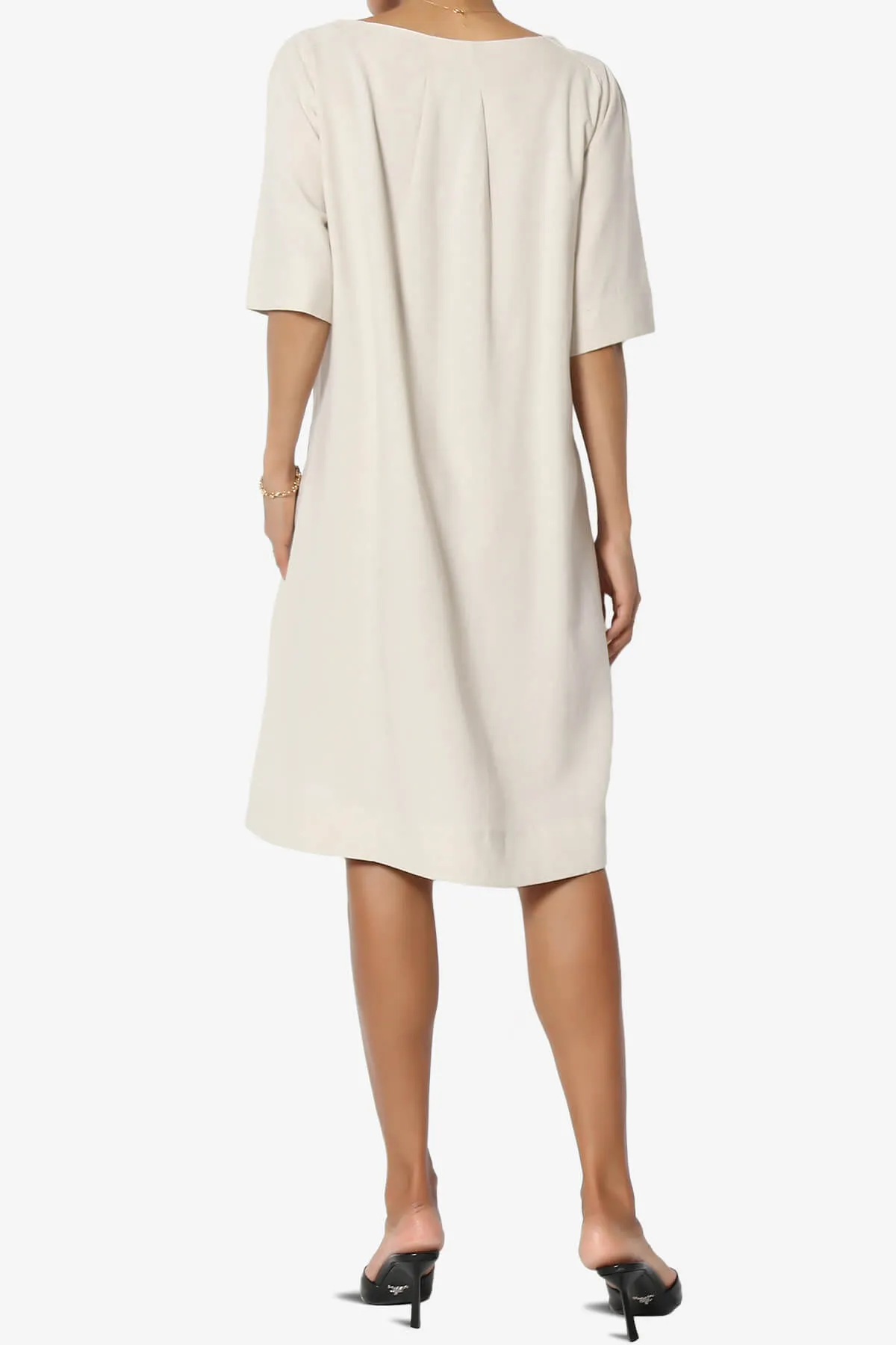 Winny Linen Short Sleeve Shift Dress