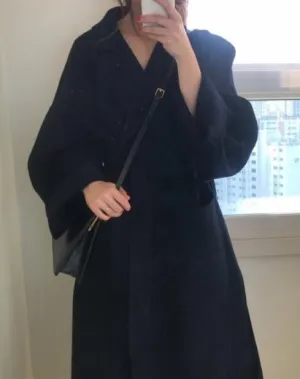 Women Elegant Winter wool Overcoat Long Bandage Woolen Coat