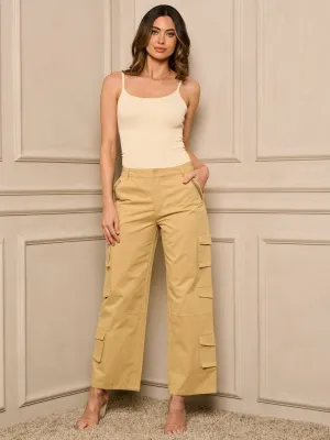 WOMEN'S BUTTON CLOSURE CARGO POCKETS PANTS
