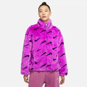 Womens Nike Sportswear Logo Faux Fur Jacket 'Purple'