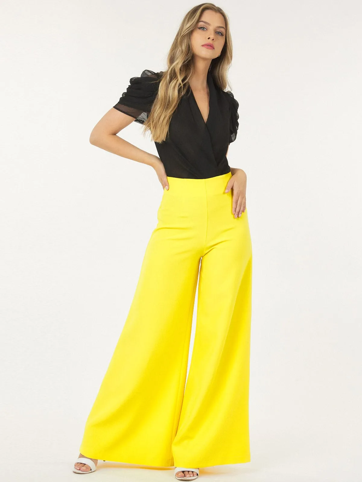 WOMEN'S ZIP UP WIDE LEG PALAZZO PANTS