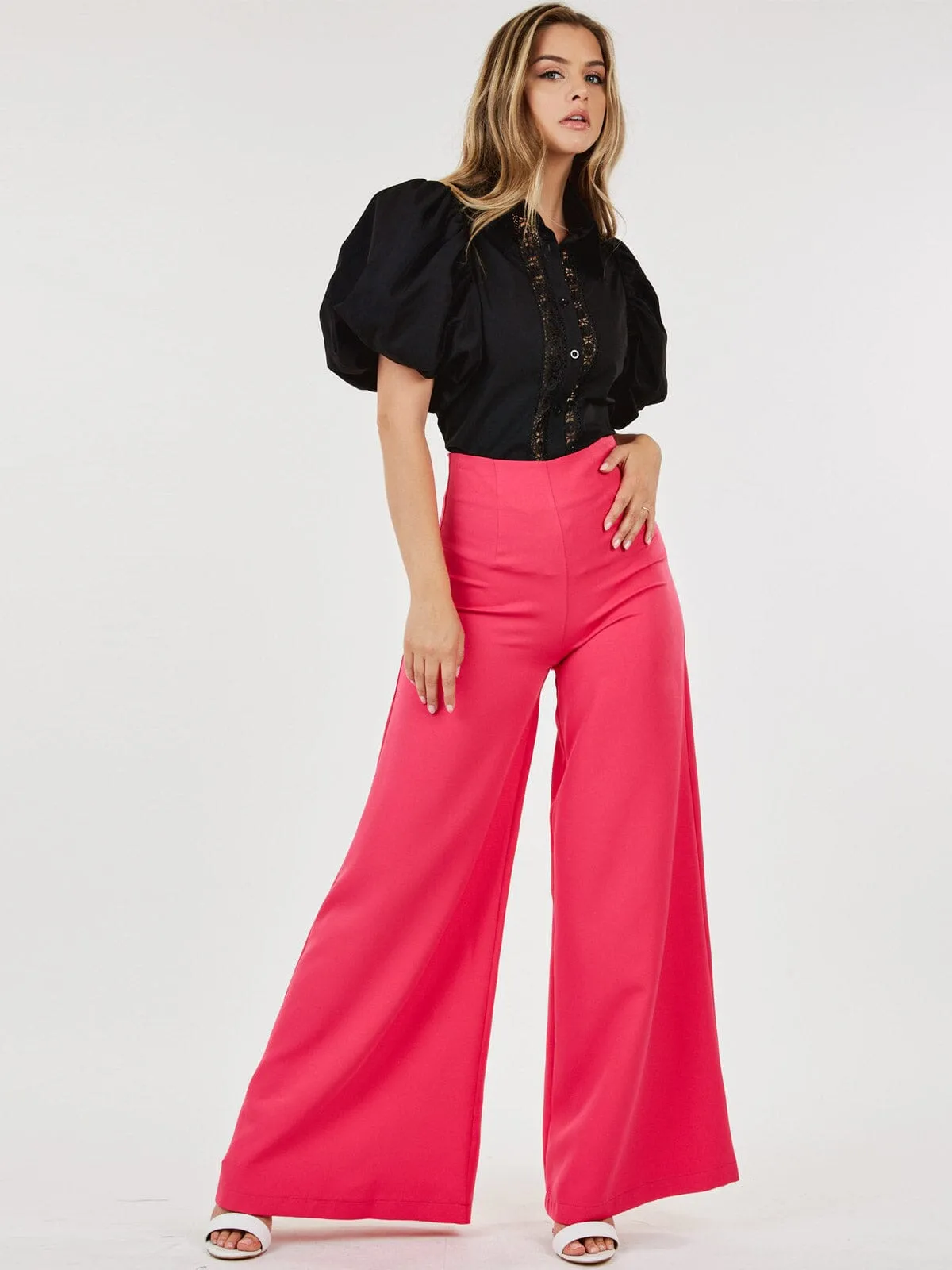 WOMEN'S ZIP UP WIDE LEG PALAZZO PANTS