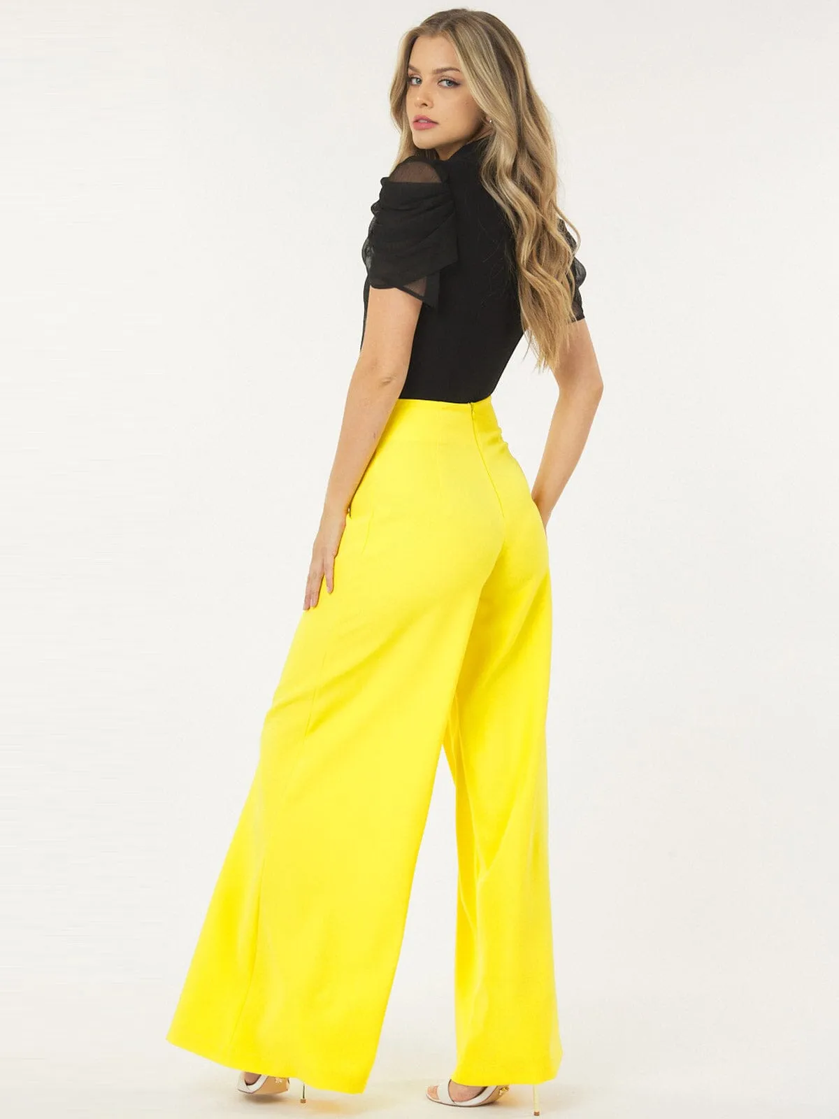 WOMEN'S ZIP UP WIDE LEG PALAZZO PANTS