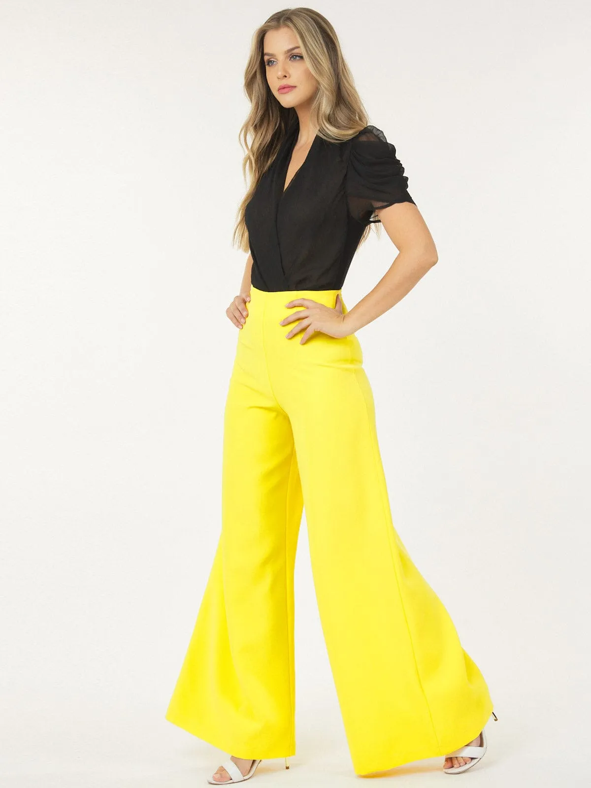 WOMEN'S ZIP UP WIDE LEG PALAZZO PANTS