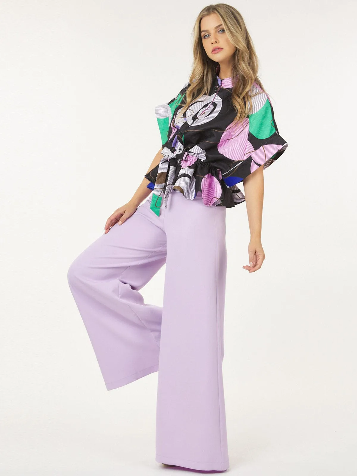 WOMEN'S ZIP UP WIDE LEG PALAZZO PANTS