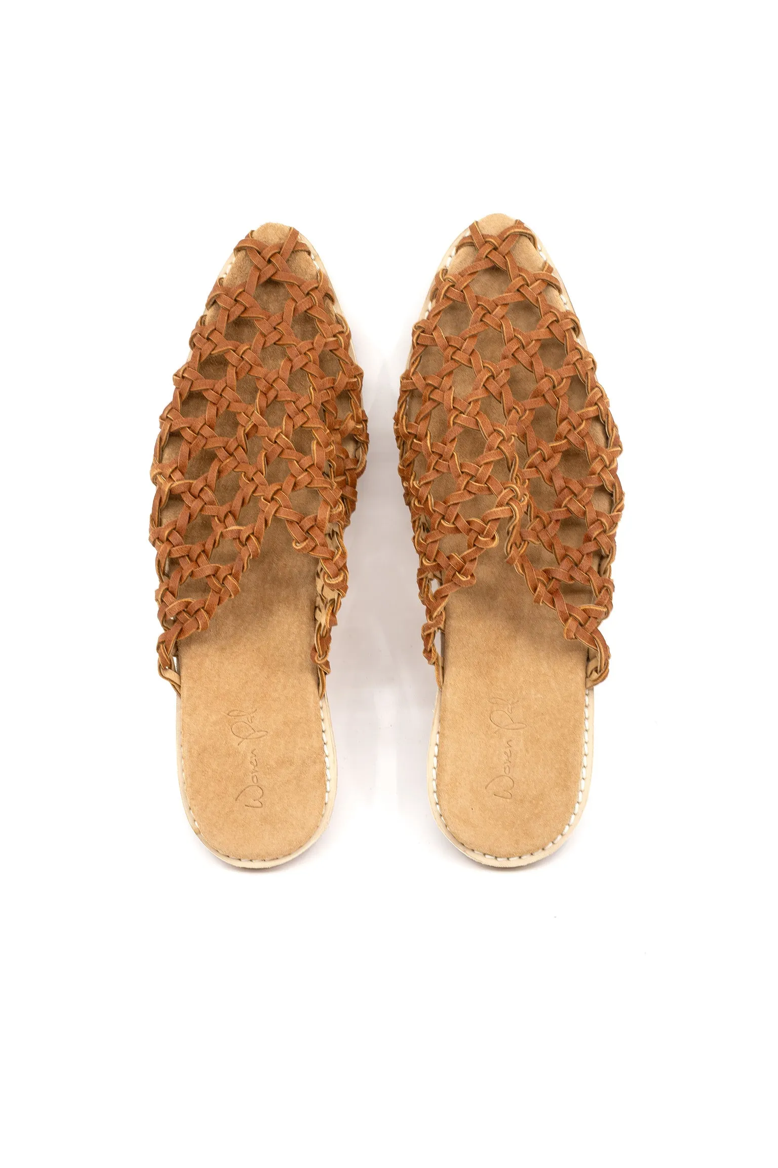 Woven Palm French Rosette Mule - Tan