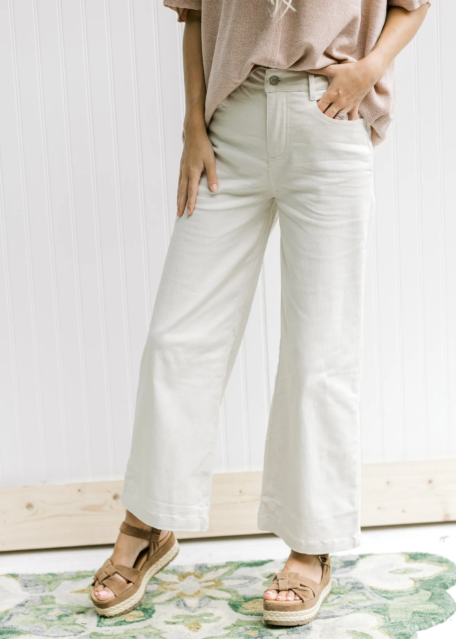 X Winter White Wide Cropped Pants