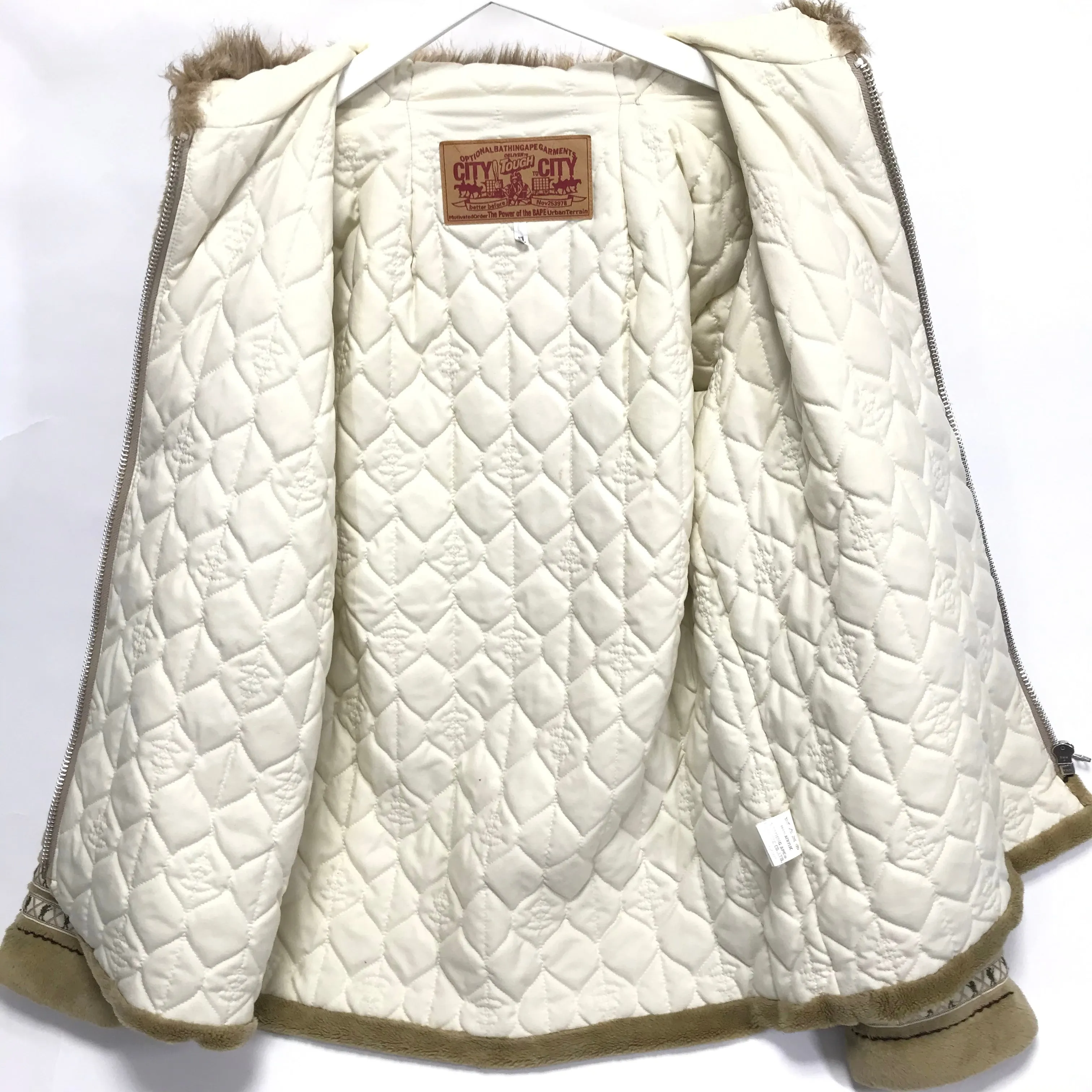 [XL] A Bathing Ape Bape Foot Soldier Fleece Eskimo Jacket Beige