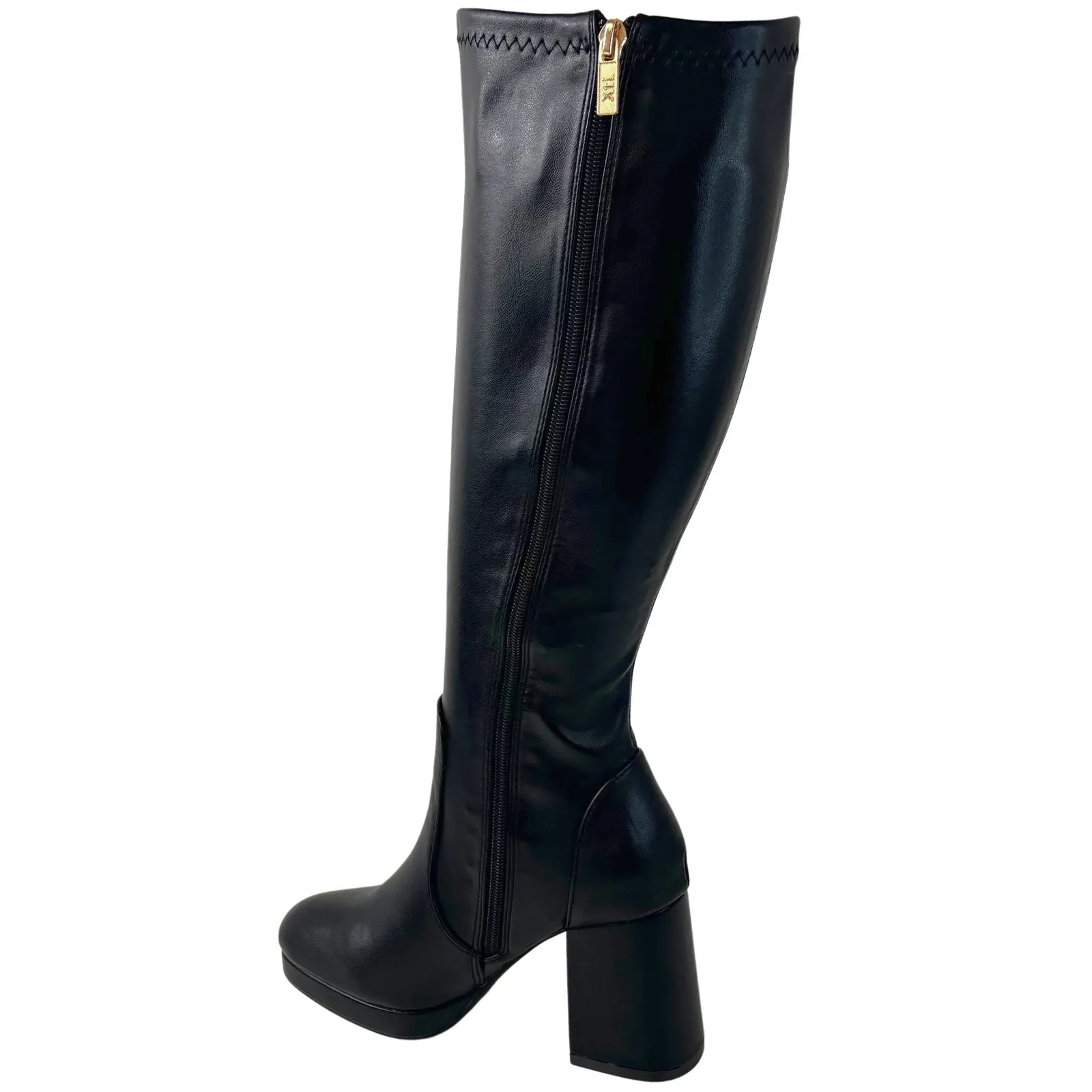 XTI Black Long Length Platform Boots