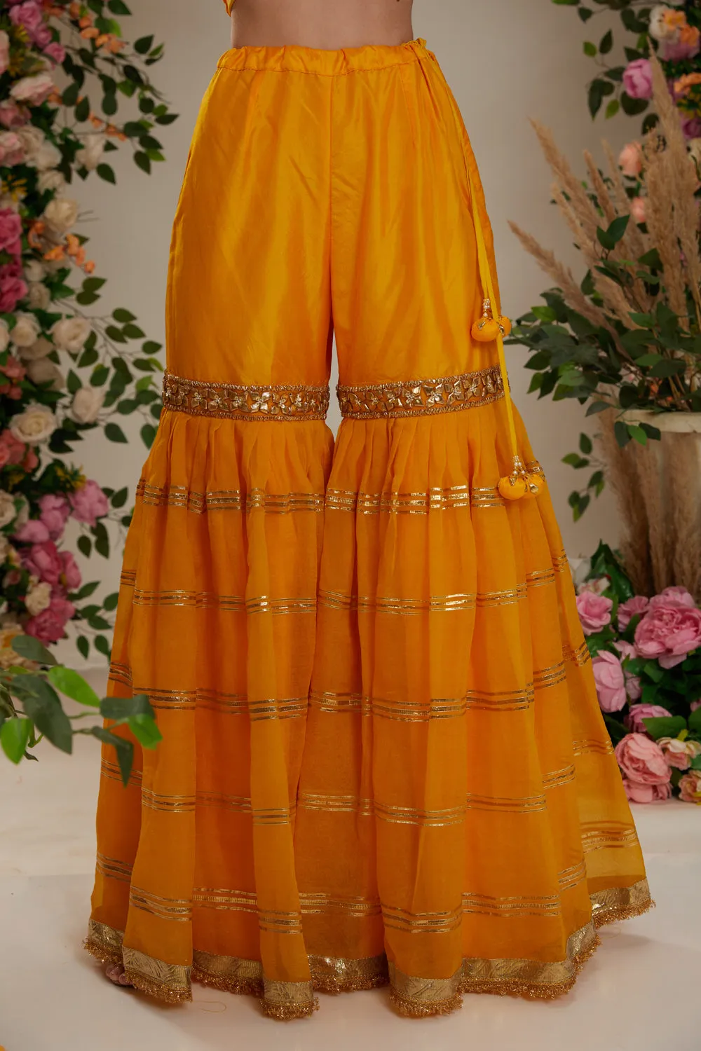 Yellow Kurta With Garara And Dupatta