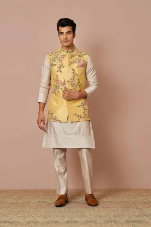 YELLOW RAWSILK IRIS THREADWORK BANDI SET