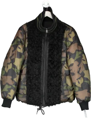 Zadig & Voltaire Green Reversible Camo & Faux Fur Jacket UK XS
